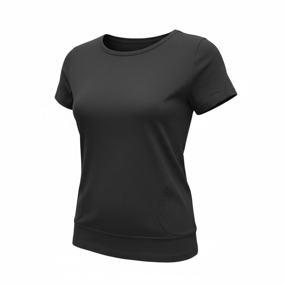 YSYOKOW Women’s Black Crop Top Large Short Sleeve Boxy Tee Minimalist Shirt